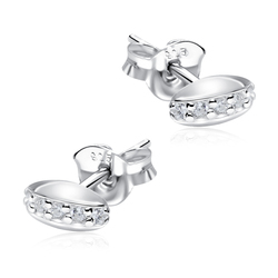 Bean Shaped With CZ Stone Silver Ear Stud STS-5142
